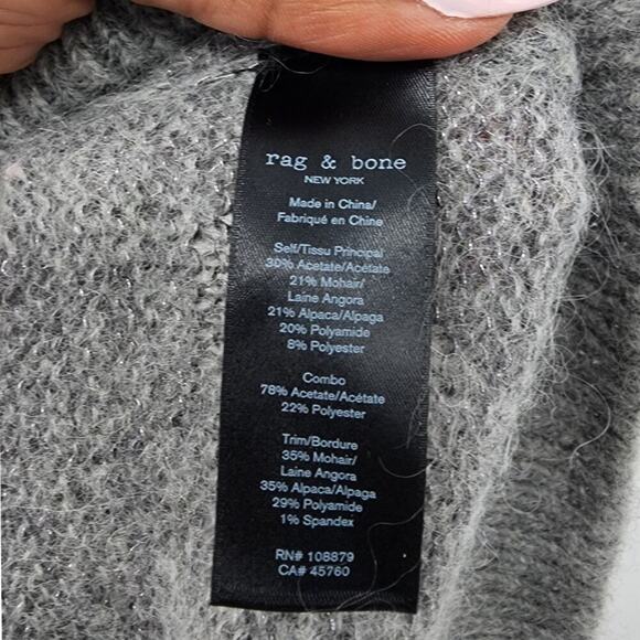 Rag & Bone Blaze Crewneck Metallic Mesh Mohair Sweater Heather Grey Size M - Picture 6 of 7